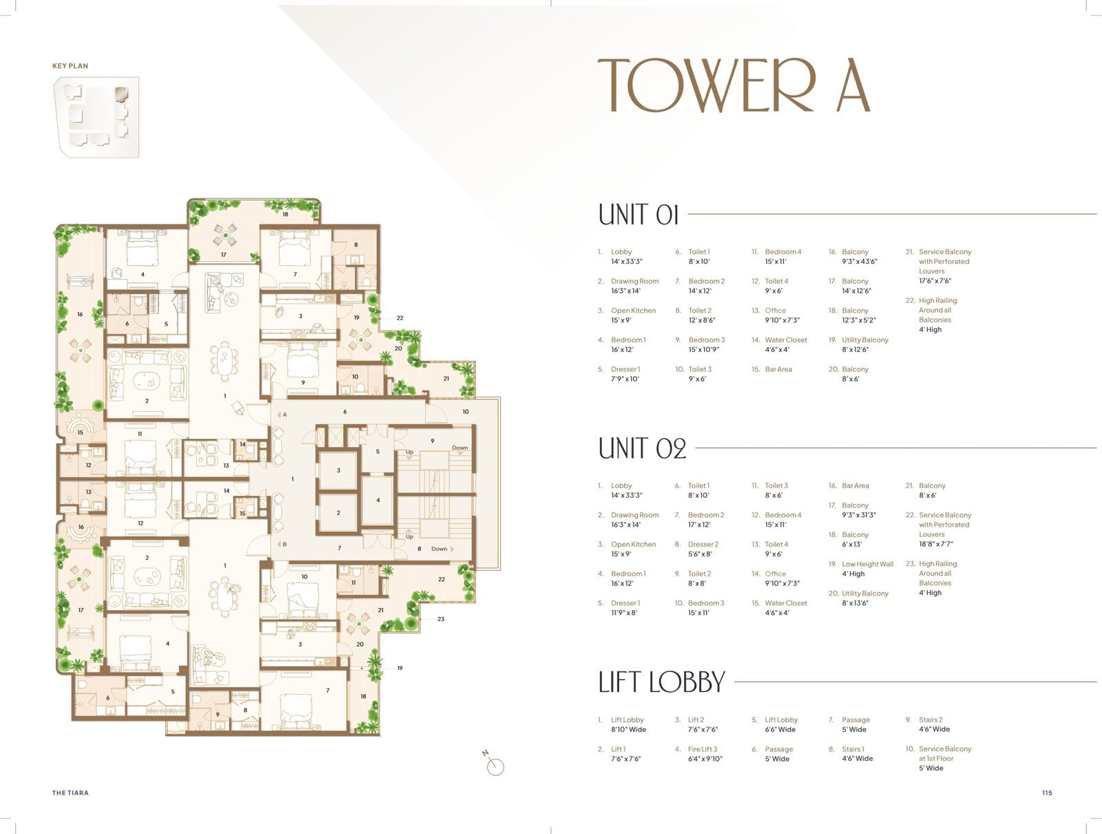 The Tiara Tower 1 4 BHK Floor Plan